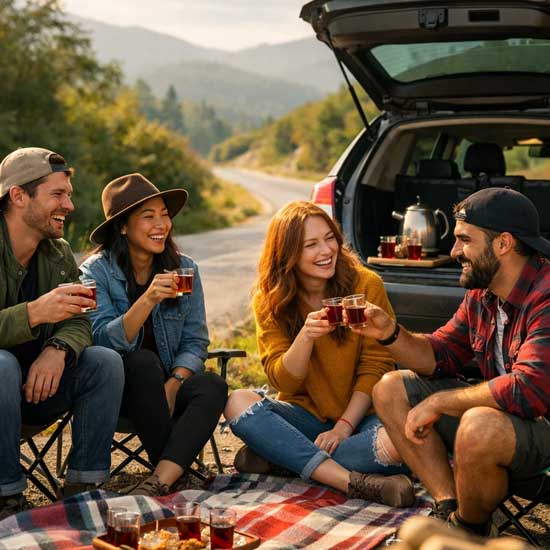 سفر کنار جاده ای با دوستان