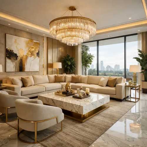 طراحی مبلمان و دیواره های مدرن لوکس