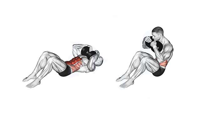 ۳. دراز و نشست با دمبل روی سینه (Weighted Sit-Up)